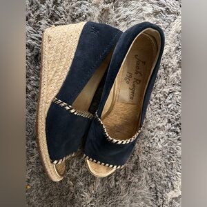 Jack Rogers Navy Espadrille Wedge Flats Size 7